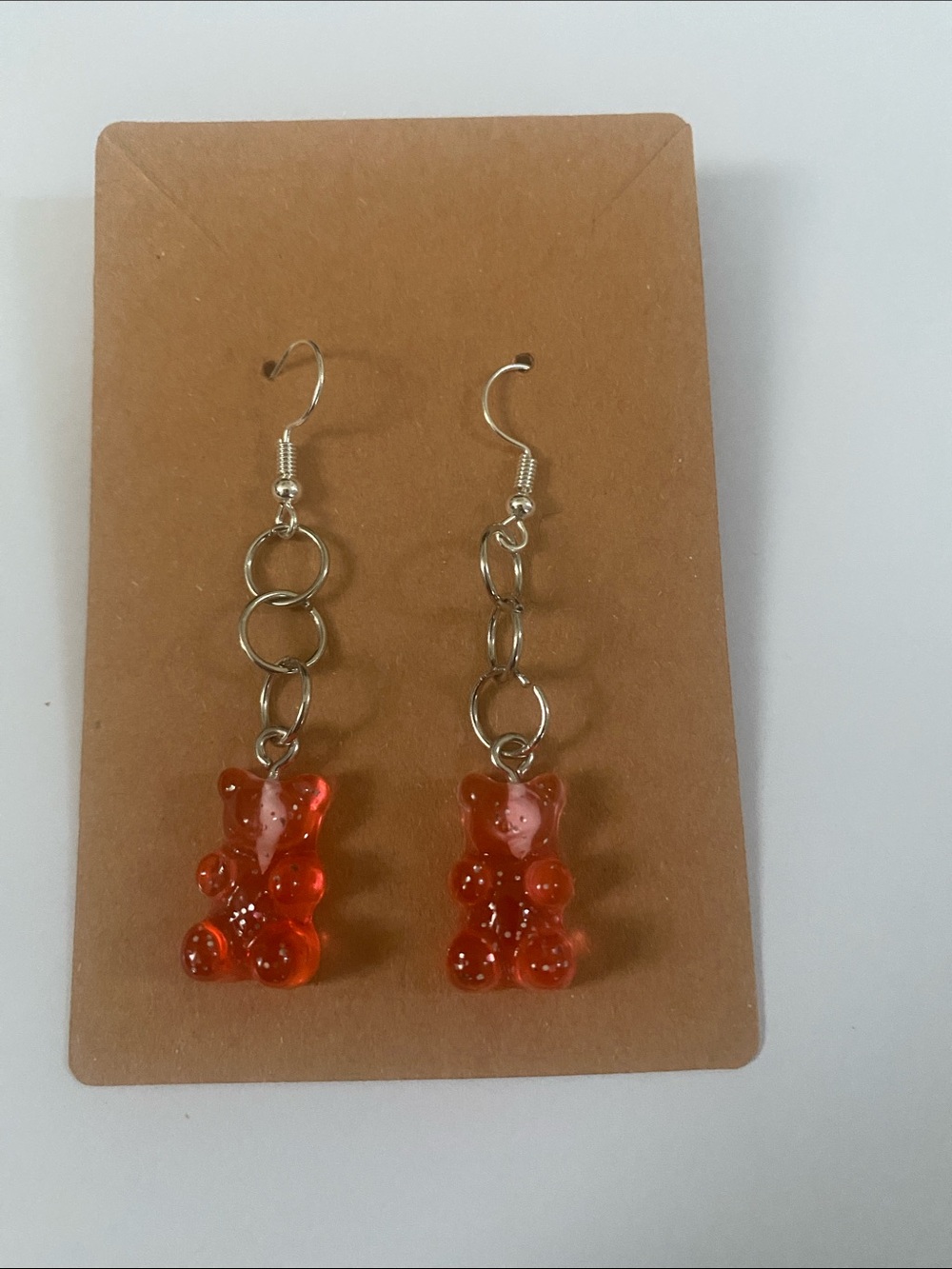 Handmade Pink Gummy Bear Dangle Earrings